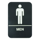 Thunder 6" x 9" x 1/8", Information Sign with Braille, Men, Acrylonitrile Styrene, Easy Peel Self-Adhesive, Braille, Each
