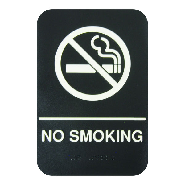 Thunder 6" x 9" x 1/8", Information Sign with Braille, No Smoking, Acrylonitrile Styrene, Easy Peel Self-Adhesive, Braille, Each