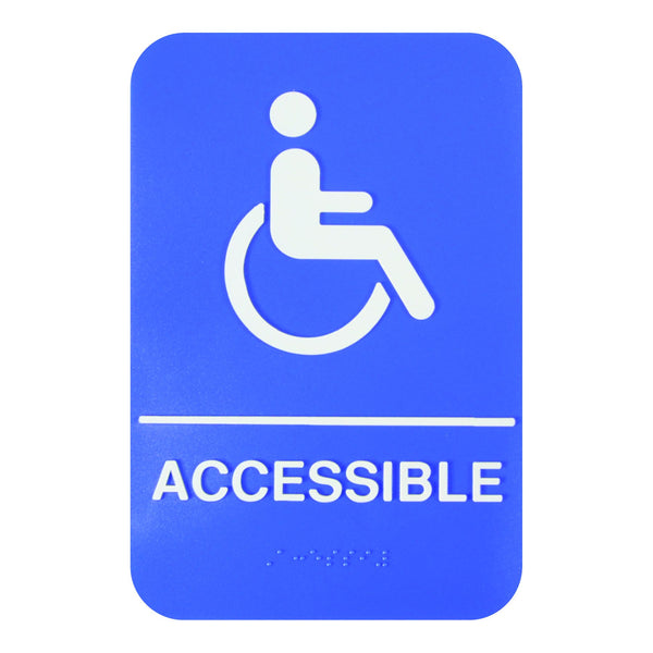 Thunder 6" x 9" x 1/8", Information Sign with Braille, Accessible, Acrylonitrile Styrene, Easy Peel Self-Adhesive, Braille, Each