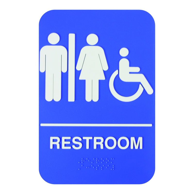 Thunder 6" x 9" x 1/8", Information Sign with Braille, Restroom/Accessible, Acrylonitrile Styrene, Easy Peel Self-Adhesive, Braille, Each