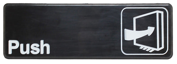 Thunder 9" x 3" x 1/8", Information Sign with Symbol, Push, Acrylonitrile Styrene, Easy Peel Self-Adhesive, Each