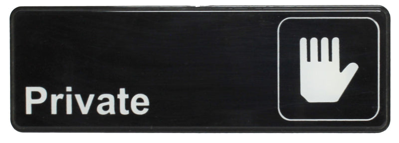 Thunder 9" x 3" x 1/8", Information Sign with Symbol, Private, Acrylonitrile Styrene, Easy Peel Self-Adhesive, Each