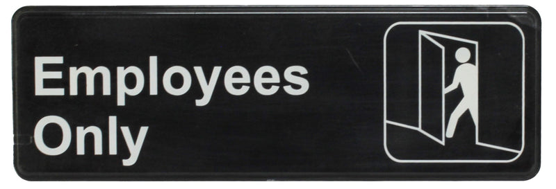 Thunder 9" x 3" x 1/8", Information Sign with Symbol, Employees Only, Acrylonitrile Styrene, Easy Peel Self-Adhesive, Each