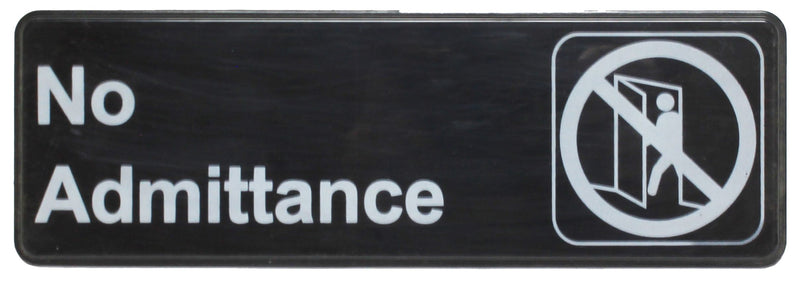 Thunder 9" x 3" x 1/8", Information Sign with Symbol, No Admittance, Acrylonitrile Styrene, Easy Peel Self-Adhesive, Each