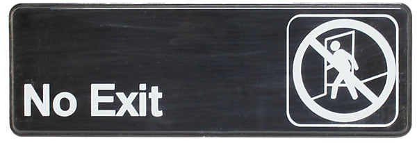 Thunder 9" x 3" x 1/8", Information Sign with Symbol, No Exit, Acrylonitrile Styrene, Easy Peel Self-Adhesive, Each