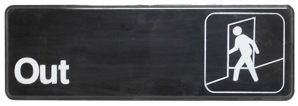 Thunder 9" x 3" x 1/8", Information Sign with Symbol, Out, Acrylonitrile Styrene, Easy Peel Self-Adhesive, Each