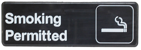 Thunder 9" x 3" x 1/8", Information Sign with Symbol, Smoking Permitted, Acrylonitrile Styrene, Easy Peel Self-Adhesive, Each