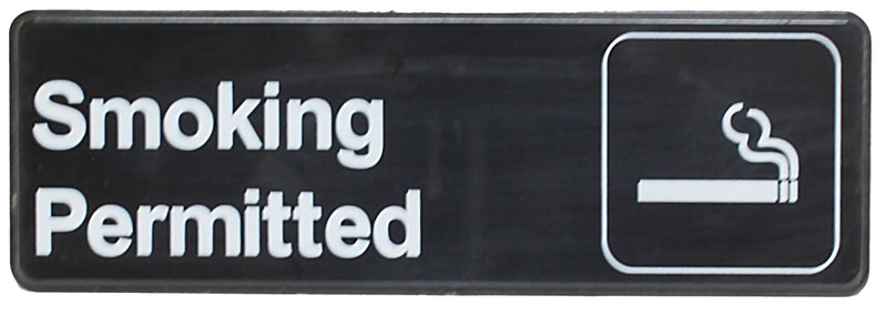 Thunder 9" x 3" x 1/8", Information Sign with Symbol, Smoking Permitted, Acrylonitrile Styrene, Easy Peel Self-Adhesive, Each