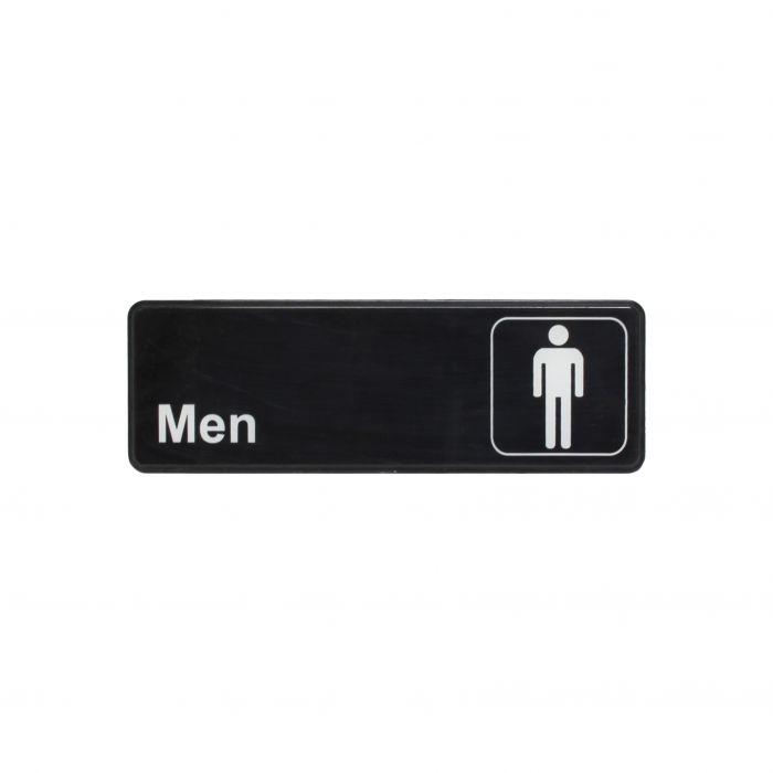 Thunder 9" x 3" x 1/8", Information Sign with Symbol, Men, Acrylonitrile Styrene, Easy Peel Self-Adhesive, Each