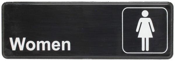 Thunder 9" x 3" x 1/8", Information Sign with Symbol, Women, Acrylonitrile Styrene, Easy Peel Self-Adhesive, Each