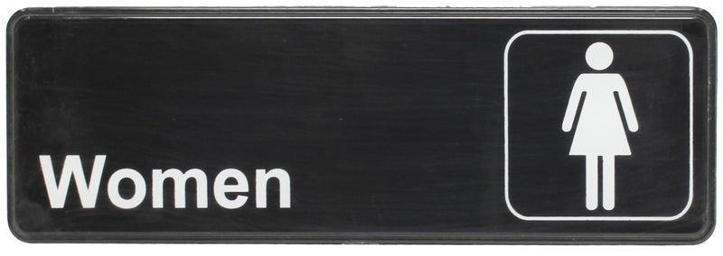 Thunder 9" x 3" x 1/8", Information Sign with Symbol, Women, Acrylonitrile Styrene, Easy Peel Self-Adhesive, Each