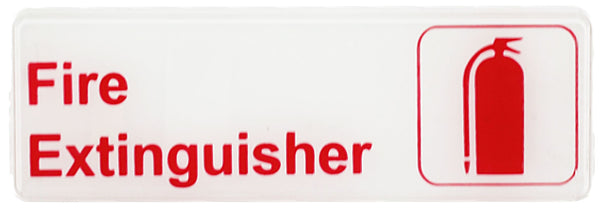 Thunder 9" x 3" x 1/8", Information Sign with Symbol, Fire Extinguisher, Acrylonitrile Styrene, Easy Peel Self-Adhesive, Each