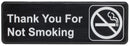 Thunder 9" x 3" x 1/8", Information Sign with Symbol, Thank you For Not Smoking, Acrylonitrile Styrene, Easy Peel Self-Adhesive, Each