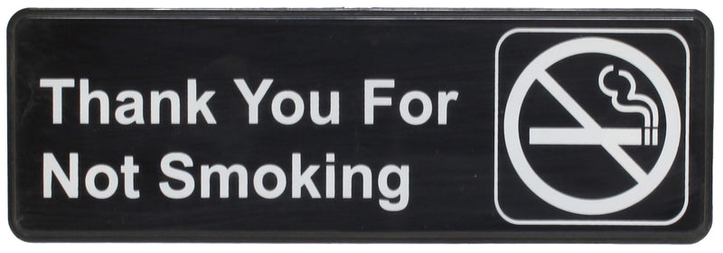 Thunder 9" x 3" x 1/8", Information Sign with Symbol, Thank you For Not Smoking, Acrylonitrile Styrene, Easy Peel Self-Adhesive, Each