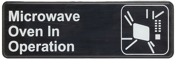 Thunder 9" x 3" x 1/8", Information Sign with Symbol, Microwave Oven In Operation, Acrylonitrile Styrene, Easy Peel Self-Adhesive, Each