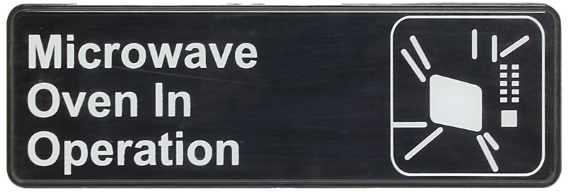 Thunder 9" x 3" x 1/8", Information Sign with Symbol, Microwave Oven In Operation, Acrylonitrile Styrene, Easy Peel Self-Adhesive, Each