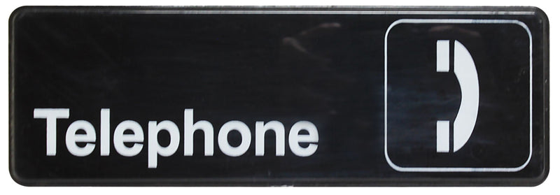 Thunder 9" x 3" x 1/8", Information Sign with Symbol, Telephone, Acrylonitrile Styrene, Easy Peel Self-Adhesive, Each