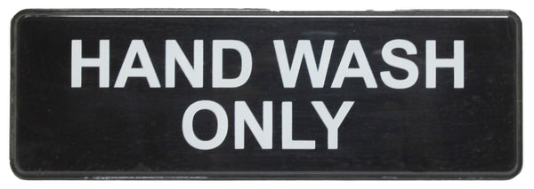 Thunder 9" x 3" x 1/8", Information Sign with Symbol, Hand Wash Only, Acrylonitrile Styrene, Easy Peel Self-Adhesive, Each
