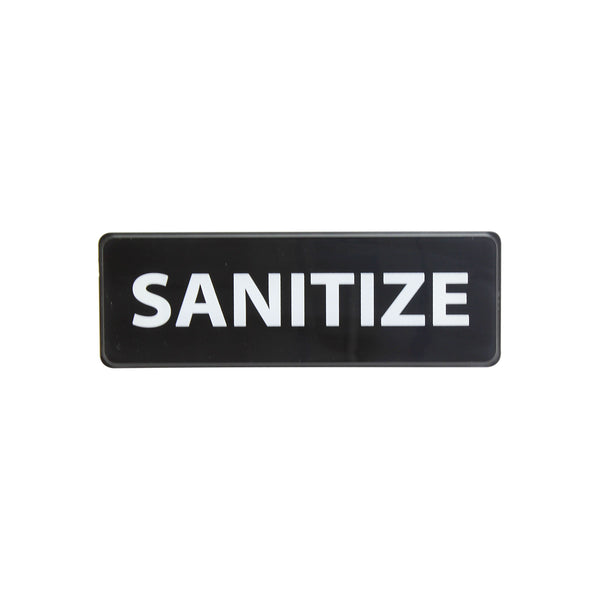 Thunder 9" x 3" x 1/8", Information Sign with Symbol, Sanitize, Acrylonitrile Styrene, Easy Peel Self-Adhesive, Each
