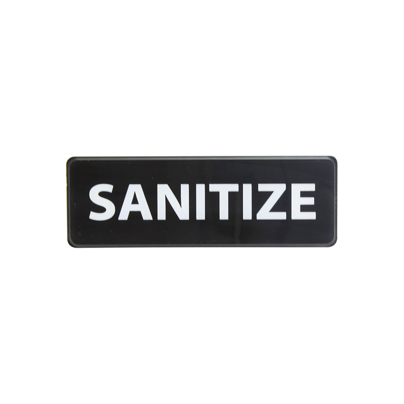 Thunder 9" x 3" x 1/8", Information Sign with Symbol, Sanitize, Acrylonitrile Styrene, Easy Peel Self-Adhesive, Each