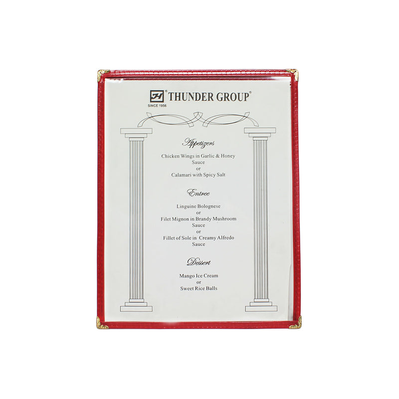 Thunder Single Menu Cover, 8-1/2" x 11", Maroon Color Trim, Faux Leather, PolyVinyl Chloride & Polyurethane, Each