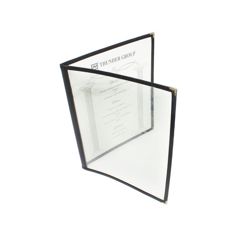 Thunder Double Fold Menu Cover, 8-1/2" x 11, Black Color Trim, Faux Leather, PolyVinyl Chloride & Polyurethane, Each