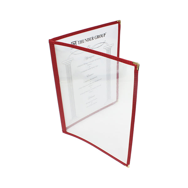 Thunder Double Fold Menu Cover, 8-1/2" x 11, Maroon Color Trim, Faux Leather, PolyVinyl Chloride & Polyurethane, Each