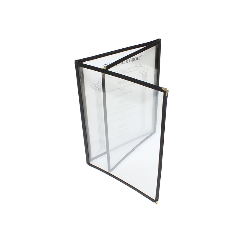 Thunder Triple Fold Menu Cover, 8-1/2" x 11", Black Color Trim, Faux Leather, PolyVinyl Chloride & Polyurethane, Each