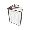 Thunder 6 Page Book Fold Menu Cover, 8-1/2" x 11", Brown Color Trim, Faux Leather, PolyVinyl Chloride & Polyurethane, Each