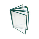 Thunder 6 Page Book Fold Menu Cover, 8-1/2" x 11", Green Color Trim, Faux Leather, PolyVinyl Chloride & Polyurethane, Each