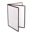 Thunder 3 Page Book Fold Menu Cover, 8-1/2" x 11", Brown Color Trim, Faux Leather, PolyVinyl Chloride & Polyurethane, Each