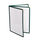 Thunder 3 Page Book Fold Menu Cover, 8-1/2" x 11", Green Color Trim, Faux Leather, PolyVinyl Chloride & Polyurethane, Each