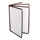 Thunder 4 Page Book Fold Menu Cover, 8-1/2" x 11", Brown, Faux Leather, PolyVinyl Chloride & Polyurethane, Each