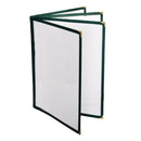 Thunder 4 Page Book Fold Menu Cover, 8-1/2" x 11", Green, Faux Leather, PolyVinyl Chloride & Polyurethane, Each