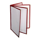 Thunder 4 Page Book Fold Menu Cover, 8-1/2" x 11", Maroon Color Trim, Faux Leather, PolyVinyl Chloride & Polyurethane, Each