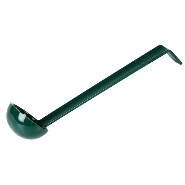 Thunder 1 oz, 10-1/2" x 2-3/8" x 1-7/8", Ladle, Green Color, Polycarbonate, One-Piece Construction, NSF, Each