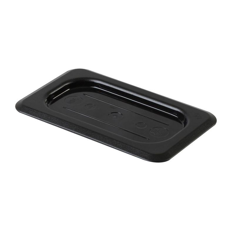 Thunder Solid Cover For Ninth Size Food Pan, Black Color, Polycarbonate, NSF, Each