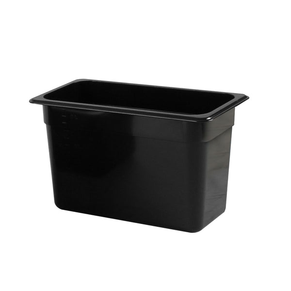Thunder Third Size, 8" Deep, Food Pan, Black Color, Polycarbonate, NSF, Each