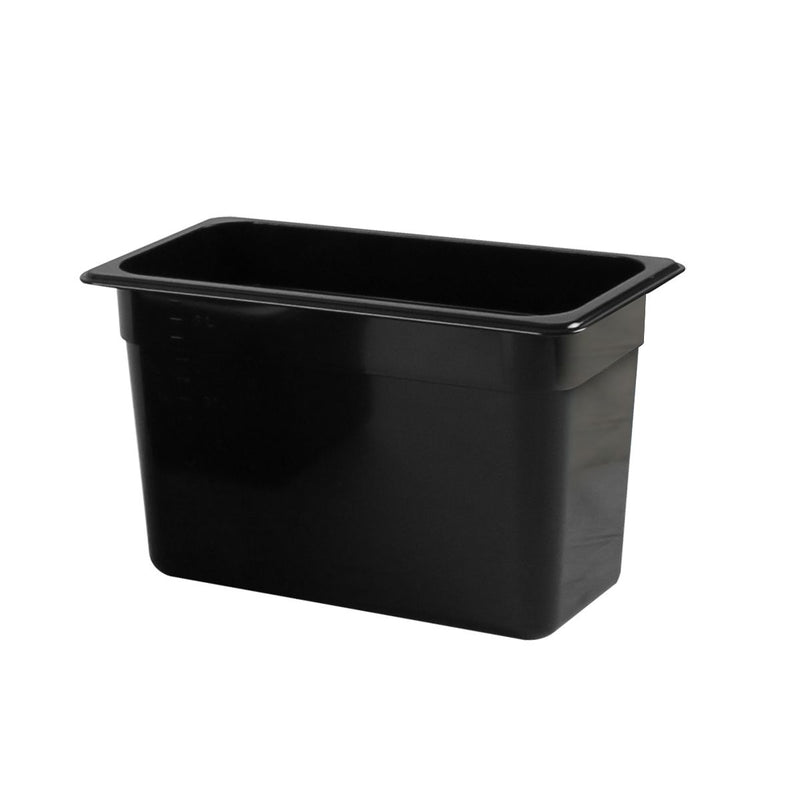 Thunder Third Size, 8" Deep, Food Pan, Black Color, Polycarbonate, NSF, Each