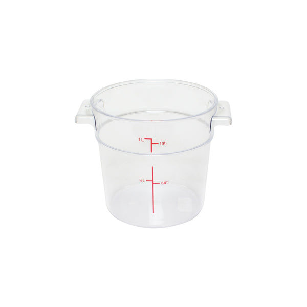 Thunder 1 qt, 5" Diameter x 5" Height, Round Food Storage Container, Clear Color, Polycarbonate, NSF, Each