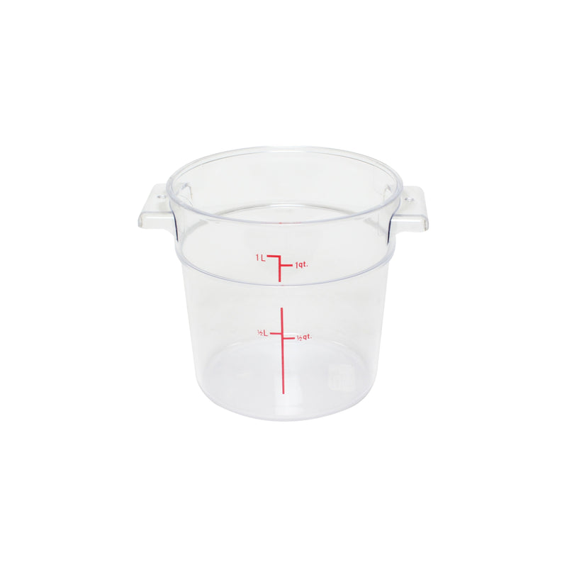 Thunder 1 qt, 5" Diameter x 5" Height, Round Food Storage Container, Clear Color, Polycarbonate, NSF, Each