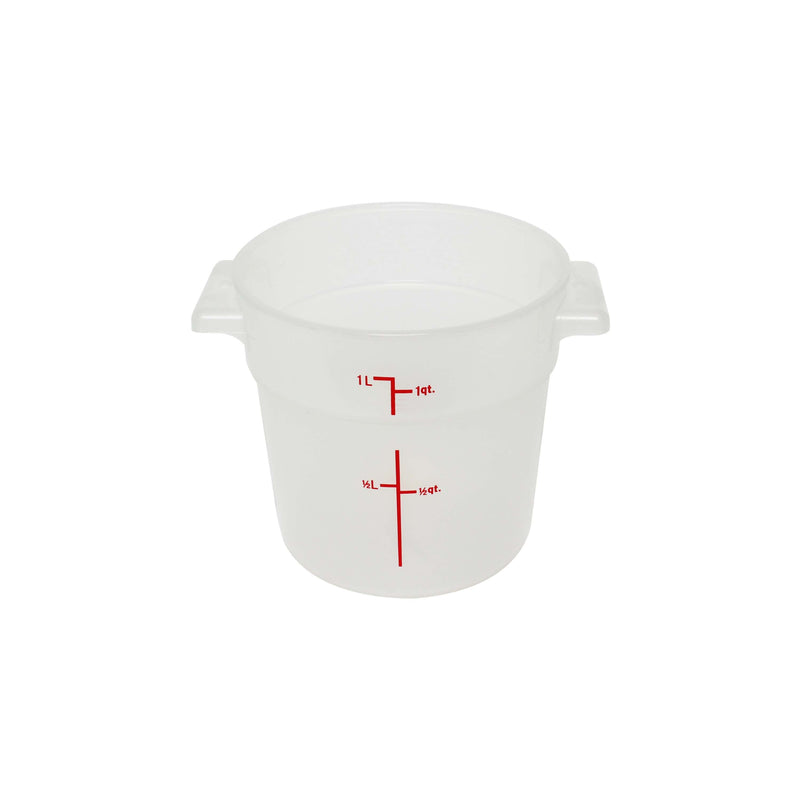 Thunder 1 qt, 5" Diameter x 5" Height, Round Food Storage Container, Translucent, Polypropylene, NSF, Each