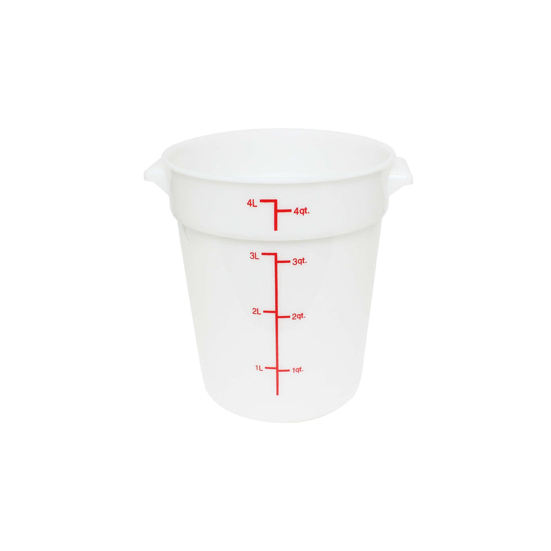 Thunder 4 qt, 7-2/5" Diameter x 8-_" Height, Round Food Storage Container, White Color, Polypropylene, NSF, Each