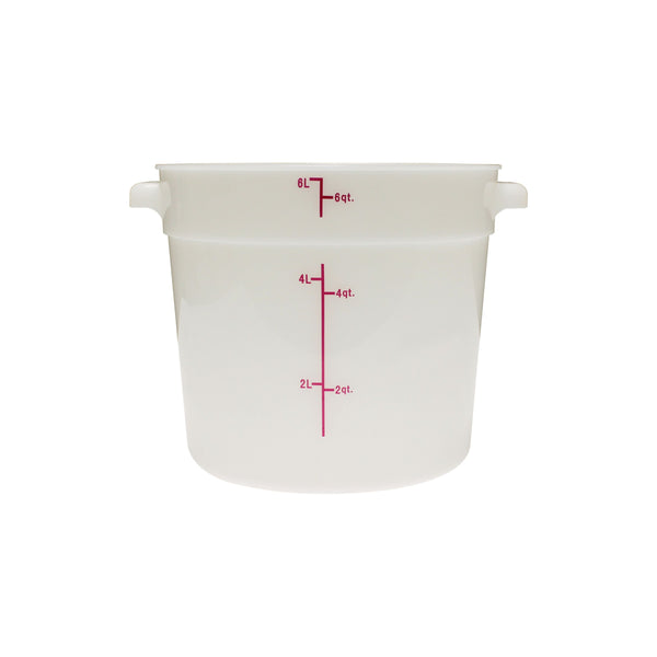 Thunder 6 qt, 8-8/9" Diameter x 7-5/8" Height, Round Food Storage Container, White Color, Polypropylene, NSF, Each