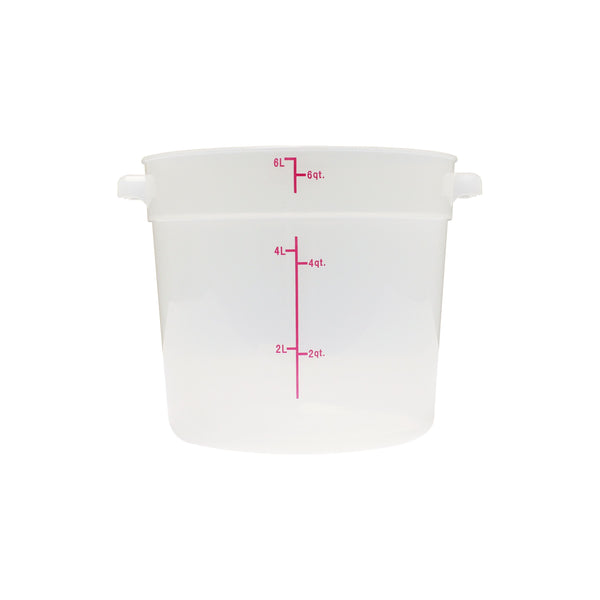 Thunder 6 qt, 8-8/9" Diameter x 7-5/8" Height, Round Food Storage Container, Translucent, Polypropylene, NSF, Each