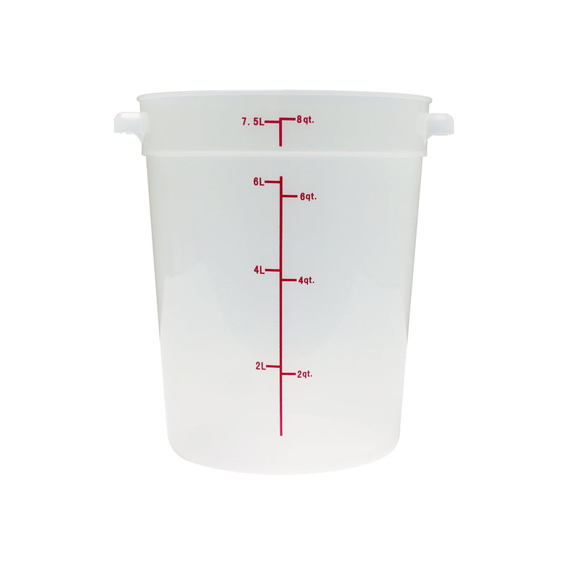 Thunder 8 qt, 8-8/9" Diameter x 10-4/5" Height, Round Food Storage Container, Translucent, Polypropylene, NSF, Each