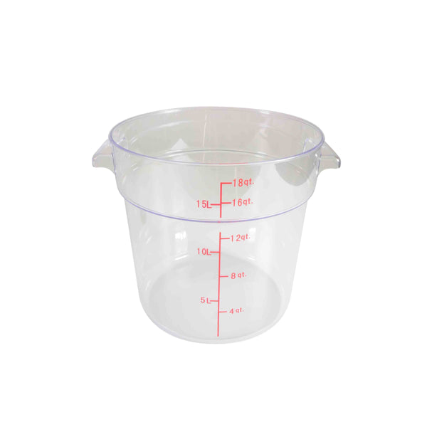Thunder 18 qt, 12-2/5" Diameter x 12" Height, Round Food Storage Container, Clear Color, Polycarbonate, NSF, Each