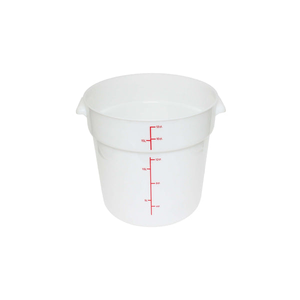 Thunder 18 qt, 12-2/5" Diameter x 12" Height, Round Food Storage Container, White Color, Polypropylene, NSF, Each
