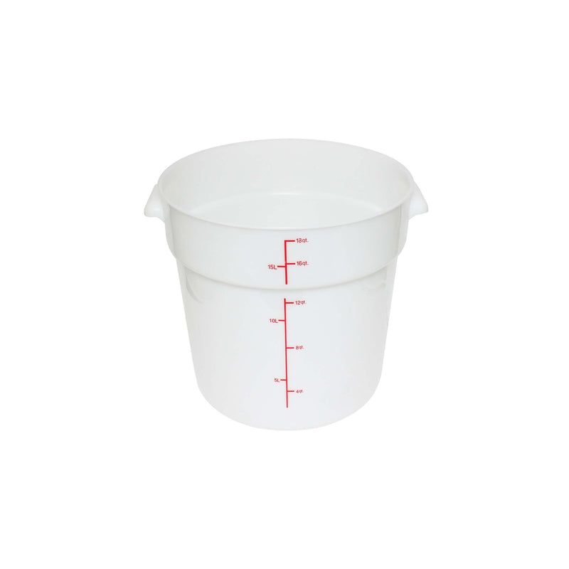 Thunder 18 qt, 12-2/5" Diameter x 12" Height, Round Food Storage Container, White Color, Polypropylene, NSF, Each