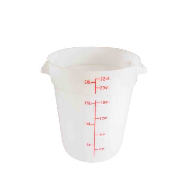 Thunder 22 qt, 12-2/5" Diameter x 14-7/8" Height, Round Food Storage Container, White Color, Polypropylene, NSF, Each